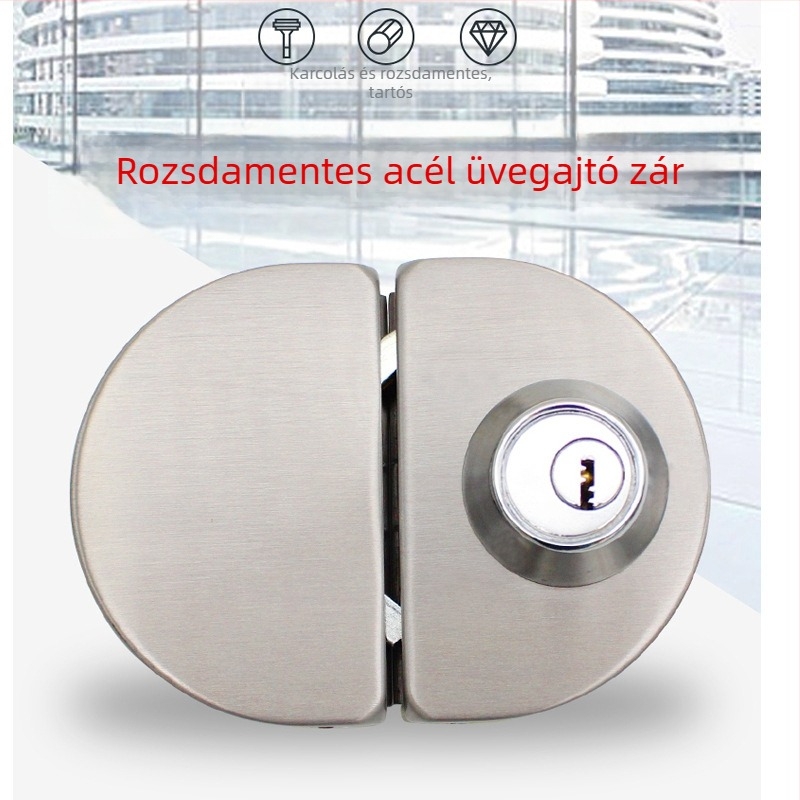 Cink ötvözet üvegajtó zár, kétirányú csúszó zár fürdőszobához és irodához, modell RGL-1044