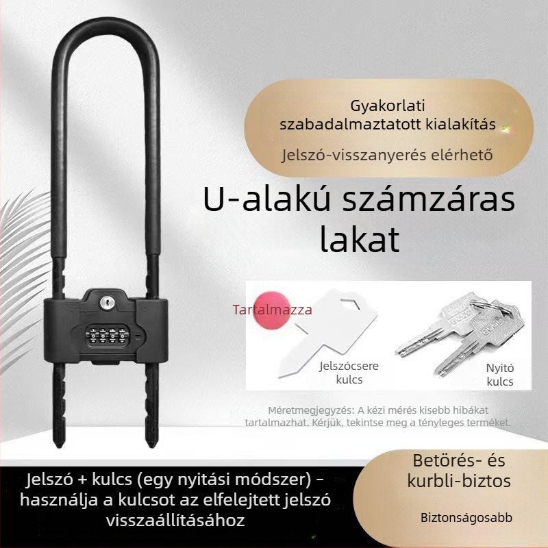 U-alakú kódzár bejárati és védelmi ajtókhoz, otthoni és irodai üvegajtókhoz, kettős használatra