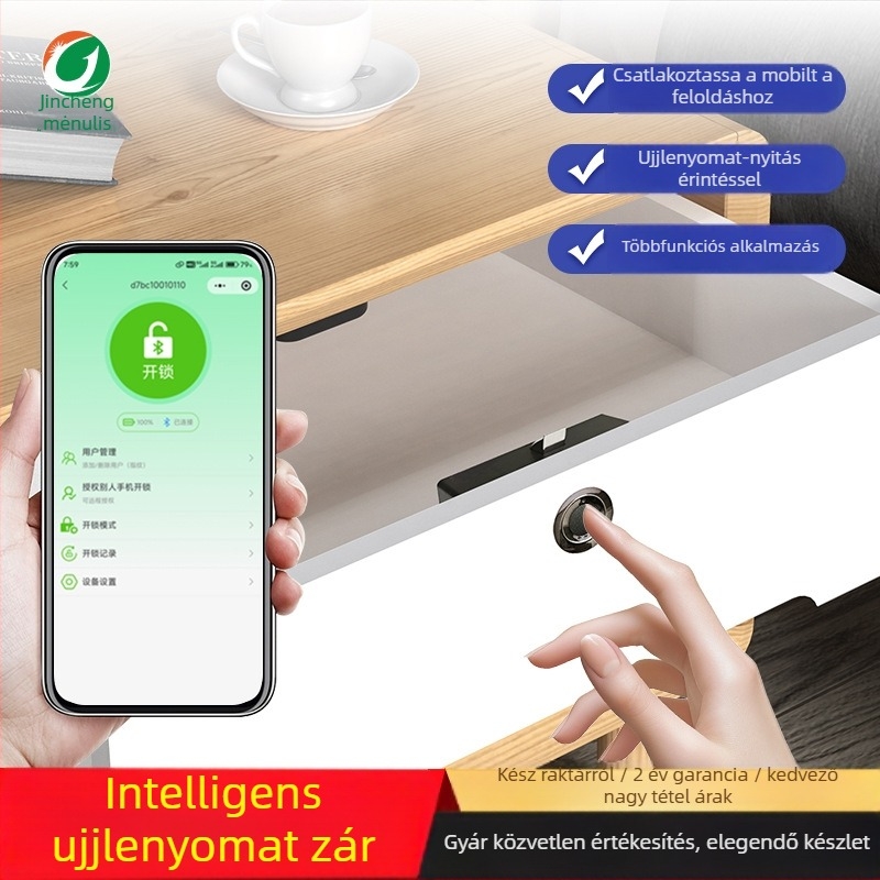Sincerity ABS Intelligens Elektronikus Bútorzár Fiókokhoz — Modell JCDS-BMZWLYS-REV.2.0, 18 ujjlenyomat kapacitás