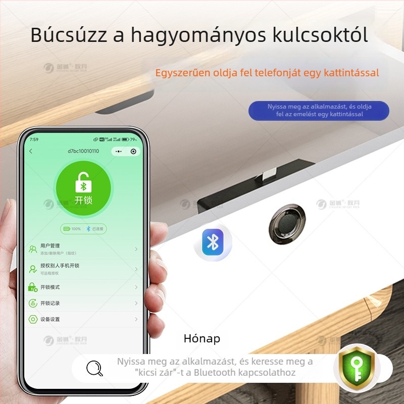 Sincerity ABS Intelligens Elektronikus Bútorzár Fiókokhoz — Modell JCDS-BMZWLYS-REV.2.0, 18 ujjlenyomat kapacitás