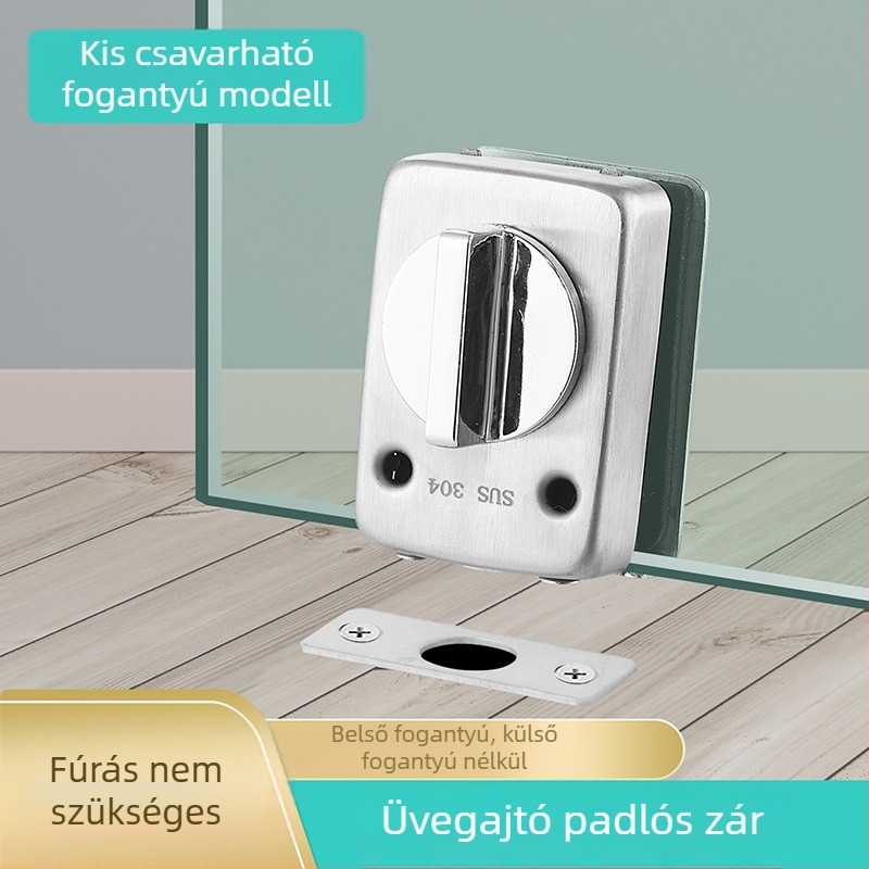 Hengchi rozsdamentes acélból készült egyajtós zár keret nélküli üvegajtóhoz, push-pull mechanizmus, modern minimalist stílus