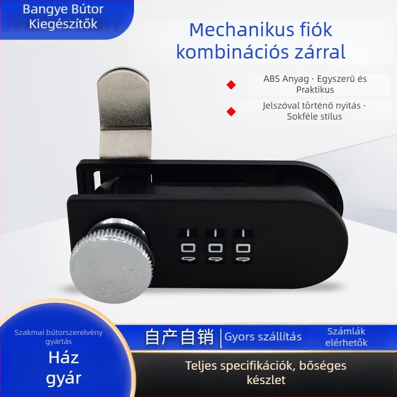 Fiókokhoz való parolás zár, mechanikus zár, modell 2103, ABS, Bongye, fiókokhoz, modern minimalista stílus