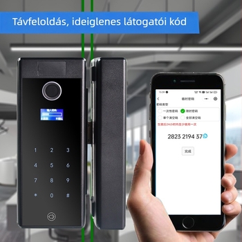 Irodai üvegajtó keret nélküli okos zár ujjlenyomat, jelszó és kártya hozzáféréssel, kulcs; egy- vagy kettős nyitás; elektronikus zár