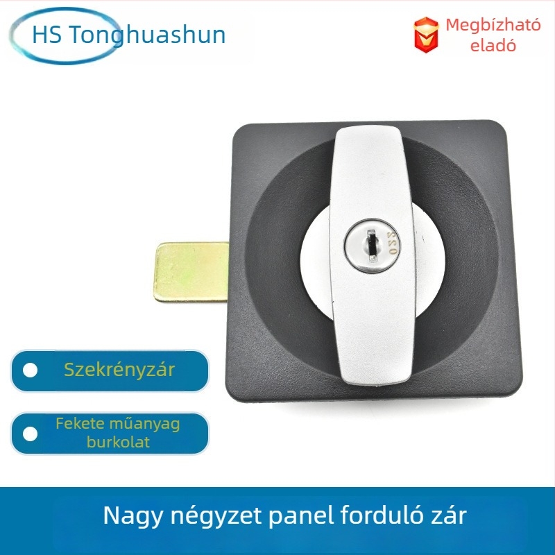 Mortise zár műanyag házban kompakt szekrényekhez, modell XK118-3P, alkalmas szerszámoszekrényekhez és irodai bútorokhoz, modern minimál stílus