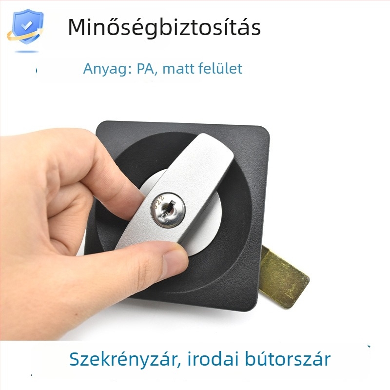 Mortise zár műanyag házban kompakt szekrényekhez, modell XK118-3P, alkalmas szerszámoszekrényekhez és irodai bútorokhoz, modern minimál stílus