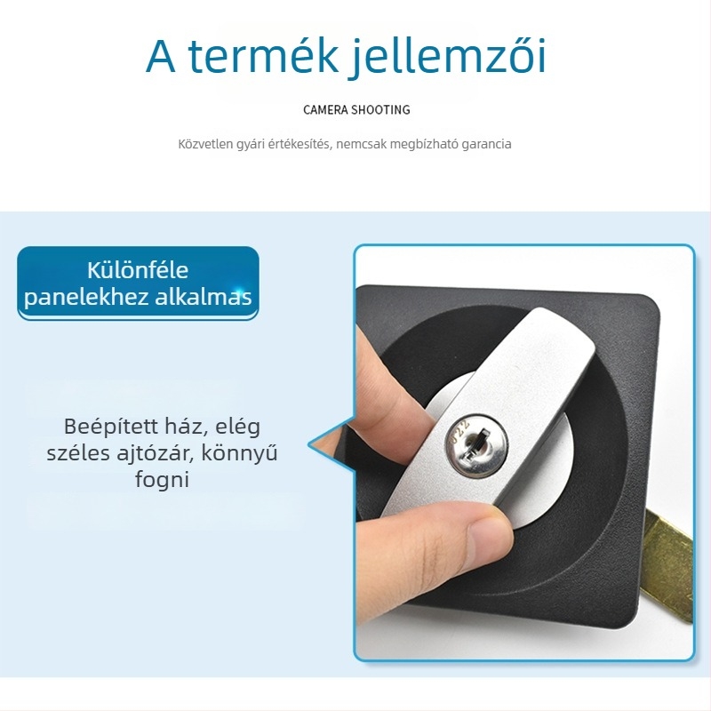 Mortise zár műanyag házban kompakt szekrényekhez, modell XK118-3P, alkalmas szerszámoszekrényekhez és irodai bútorokhoz, modern minimál stílus
