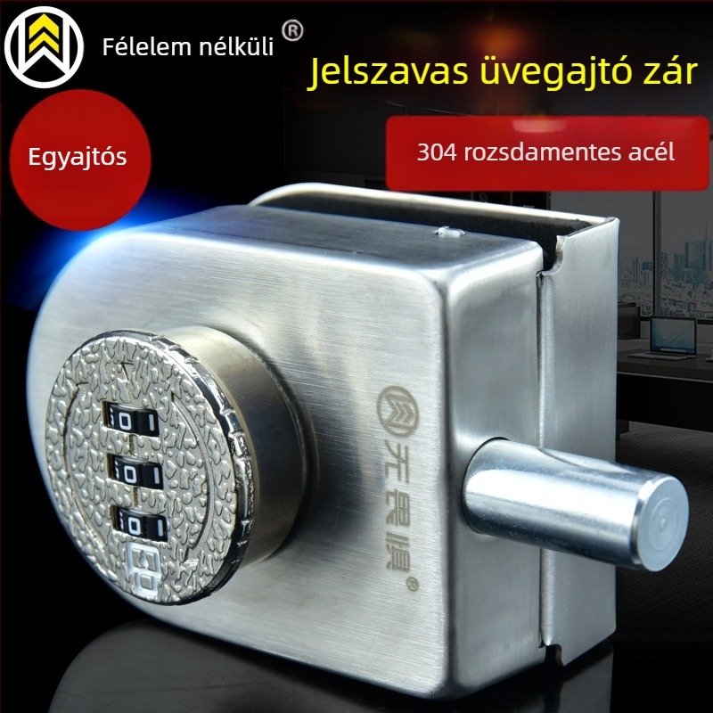 Fearless rozsdamentes acél jelszavas zár keret nélküli üvegajtókhoz – padlóra szerelhető zár