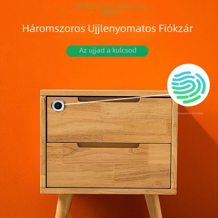3-pontos interlockkal ellátott okos fiókzár, ujjlenyomat és Bluetooth APP feloldás, 304 rozsdamentes acélból, irodai iratszekrényekhez