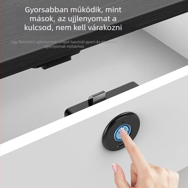 Okos ujjlenyomatos fiókzár – beépített, cinkötvözet + PC, otthon és iroda, egyszerű és modern stílus, testreszabás elérhető