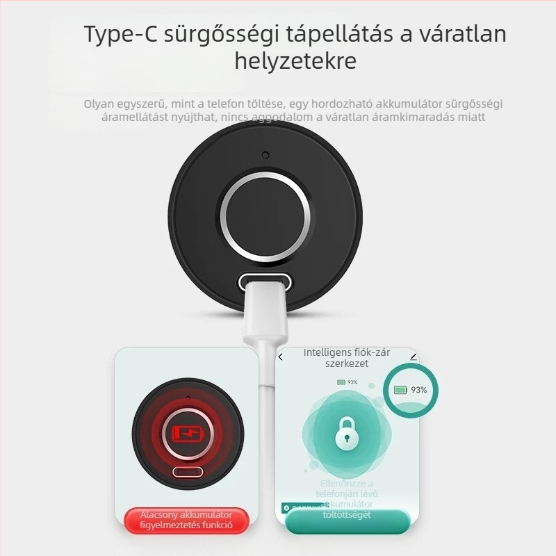 Okos ujjlenyomatos fiókzár – beépített, cinkötvözet + PC, otthon és iroda, egyszerű és modern stílus, testreszabás elérhető