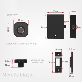 Fiók ujjlenyomat-zár – Modell F040, EVERGOOD, ABS, irodai bútorokhoz, modern egyszerű stílus