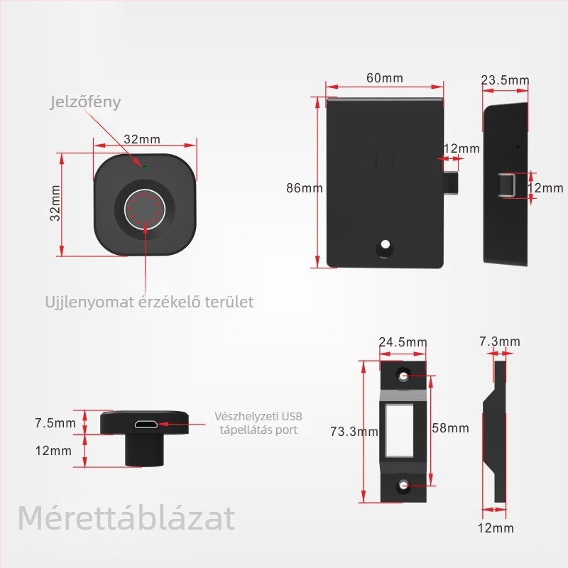 Fiók ujjlenyomat-zár – Modell F040, EVERGOOD, ABS, irodai bútorokhoz, modern egyszerű stílus
