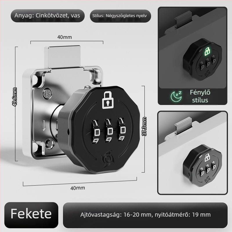 Íróasztalokhoz és szekrényekhez készült kombinációs zár — cinkötvözet, modell 8301, Le Tai's Home, Modern Minimalista Stílus