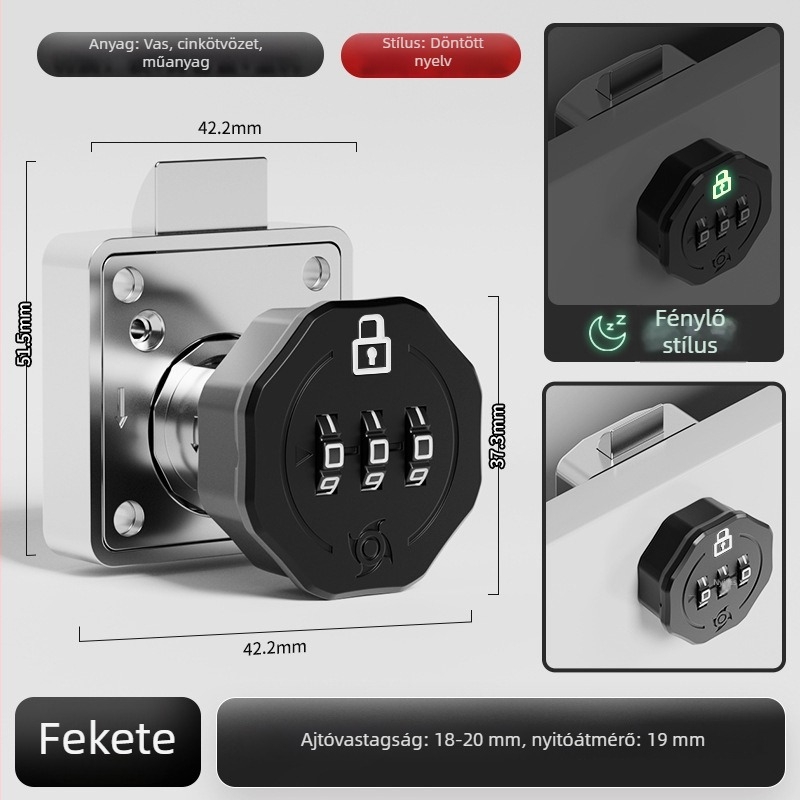 Íróasztalokhoz és szekrényekhez készült kombinációs zár — cinkötvözet, modell 8301, Le Tai's Home, Modern Minimalista Stílus