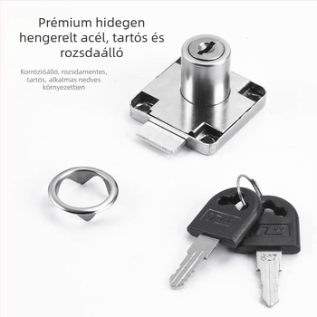 Fiókzár, hideg-hengerelt acélból, modell 136-22/138-22, fiókokhoz, íróasztal-fiókos szekrényekhez és tároló szekrényekhez, márka Sticking Force King
