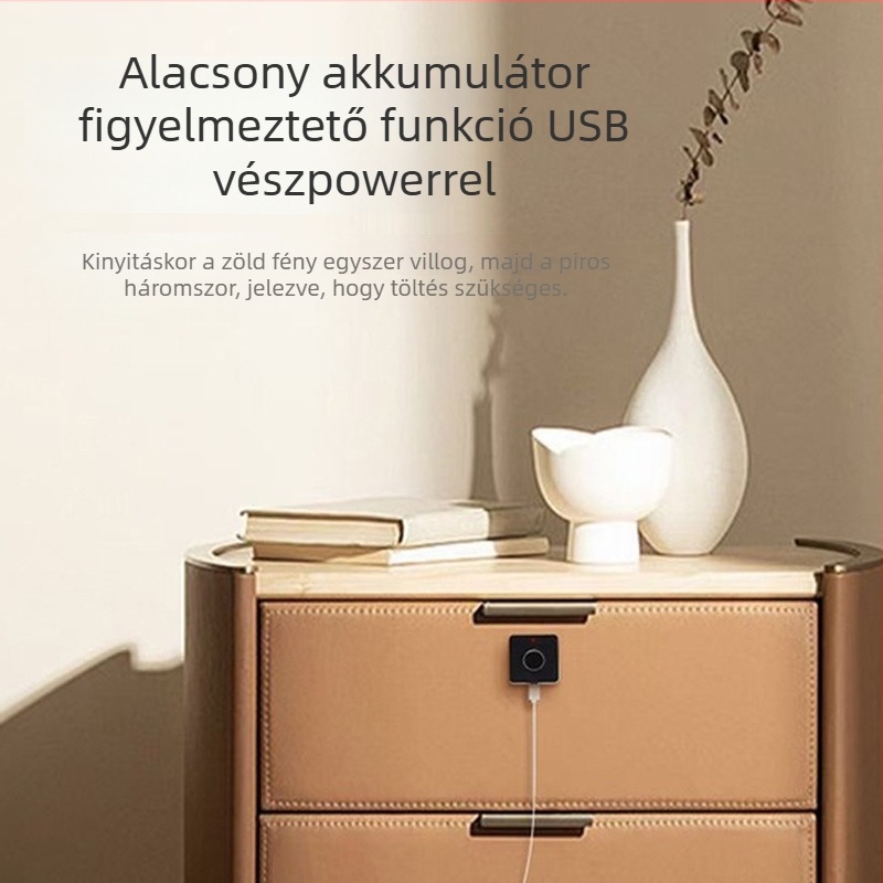 Intelligens Bluetooth ujjlenyomatos fiókzár irodai bútorokhoz – alumíniumötvözet, MWZ005, beágyazott stílus