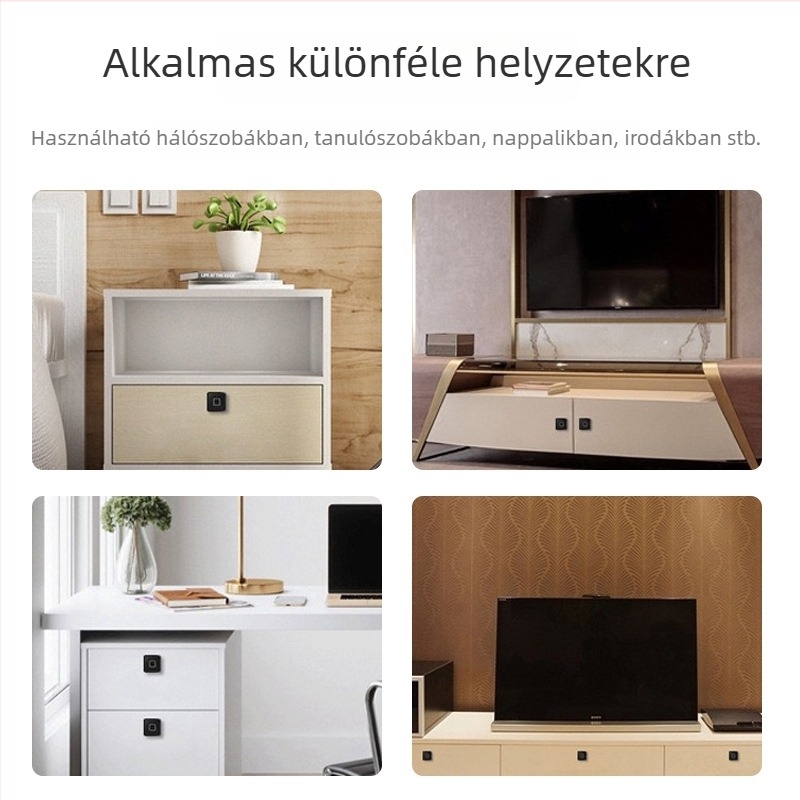 Intelligens Bluetooth ujjlenyomatos fiókzár irodai bútorokhoz – alumíniumötvözet, MWZ005, beágyazott stílus