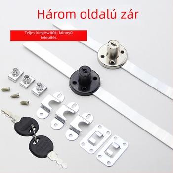 Íróasztal oldalán található fiók-zár, háromszoros összekapcsolt zár, irattárhoz — cink ötvözet, cilinderfej