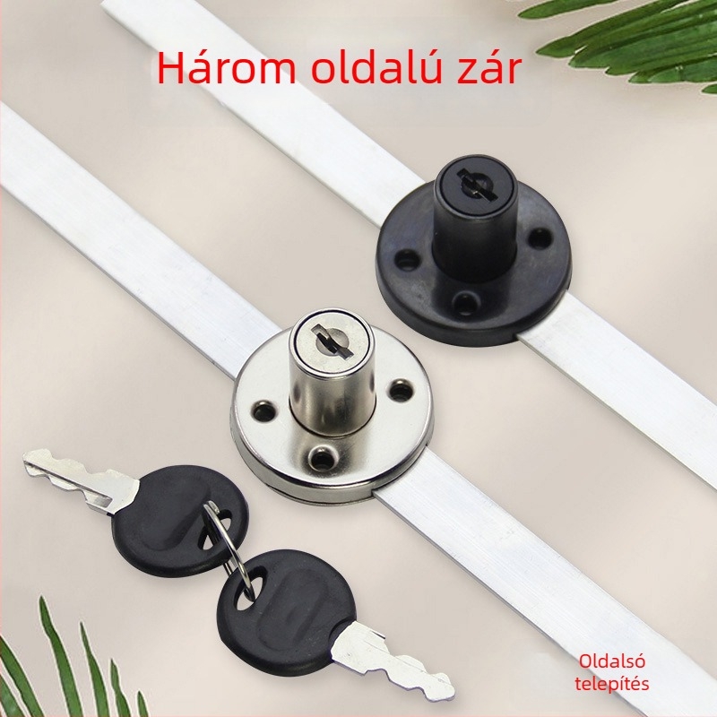 Íróasztal oldalán található fiók-zár, háromszoros összekapcsolt zár, irattárhoz — cink ötvözet, cilinderfej