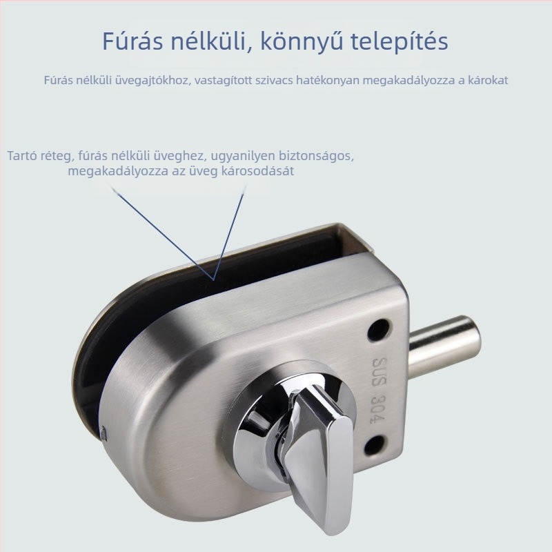 Fúrásmentes üvegajtó zár (Minta 11A, Xibyxin márka, Rozsdamentes acél, Üvegajtókhoz, Modern egyszerű stílus)