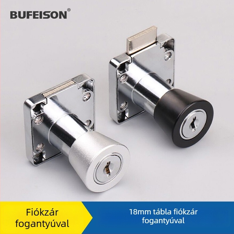 Fiókelzár fogantyúval, cinkötvözetből, íróasztal- és szekrényfiókhoz, BUFEISON, modern minimalist dizájn