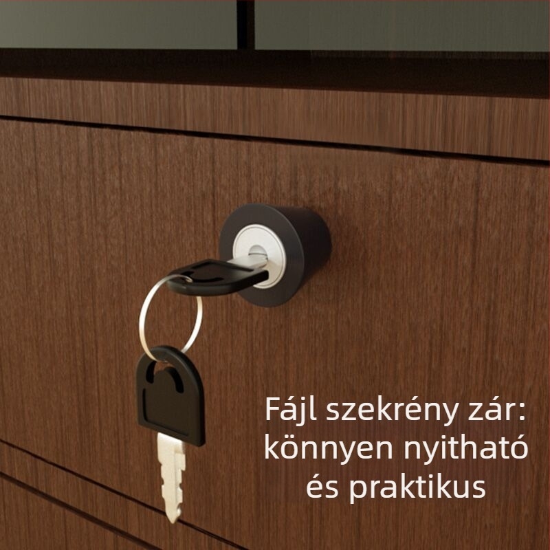 Fiókelzár fogantyúval, cinkötvözetből, íróasztal- és szekrényfiókhoz, BUFEISON, modern minimalist dizájn