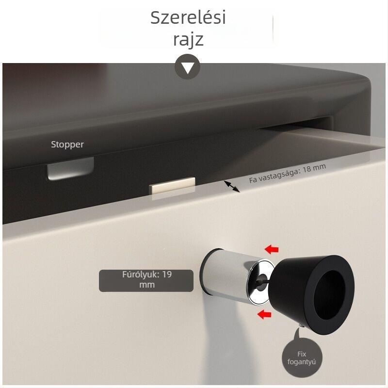 Fiókelzár fogantyúval, cinkötvözetből, íróasztal- és szekrényfiókhoz, BUFEISON, modern minimalist dizájn