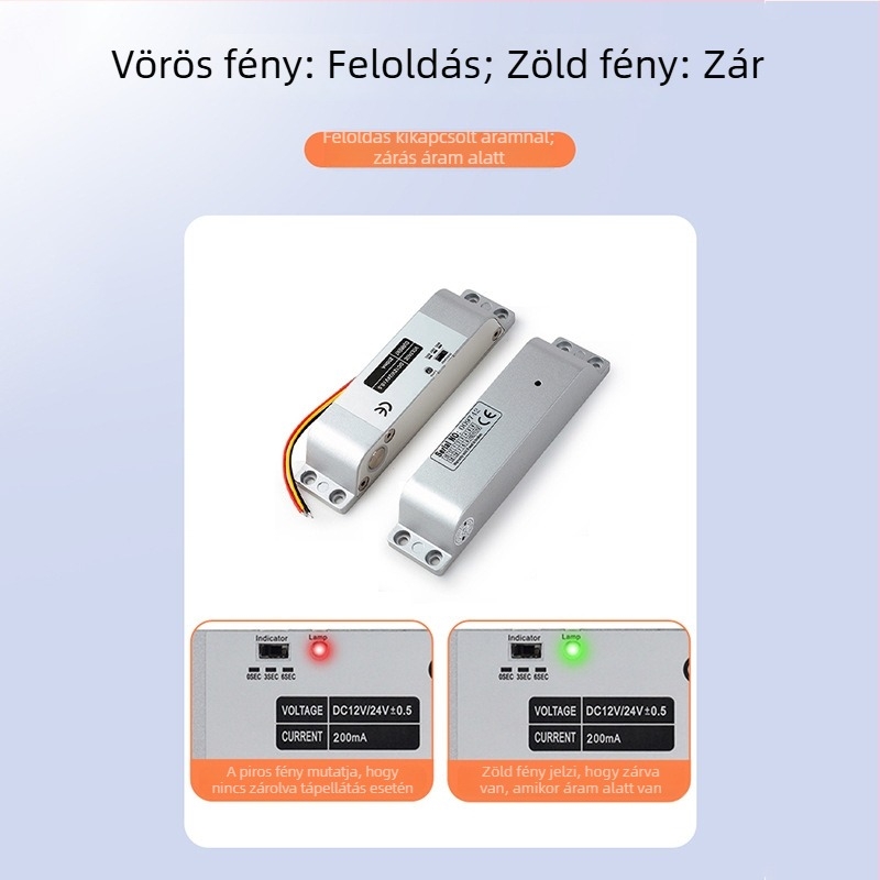 Deyang Enpu felületre szerelt elektromos zár mortise ajtókhoz, üveg/fa/metál ajtókhoz, test korrózus ötvözet test, DC12V/DC24V, 0/3/6 s késleltetés