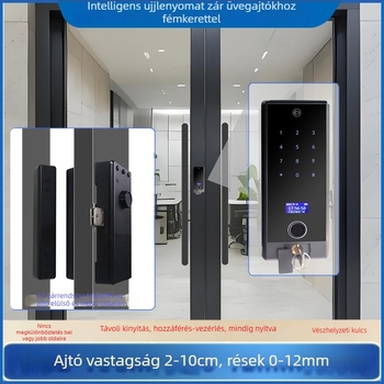 Keretes üveges ajtó ujjlenyomatos okoszár – jelszavas elektronikus hozzáférés, kulcs és távoli feloldás mobiltelefonról