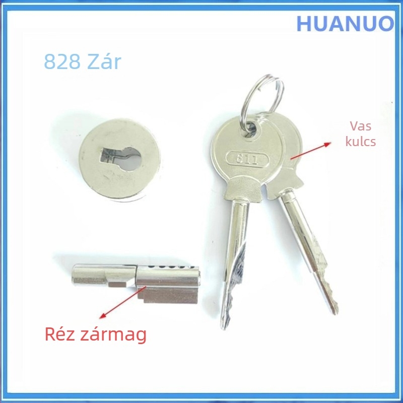 HUANUO 818 Vasból készült zár vitrinekhez és bútorokhoz, üveges tolóajtókhoz és ékszeres szekrényekhez