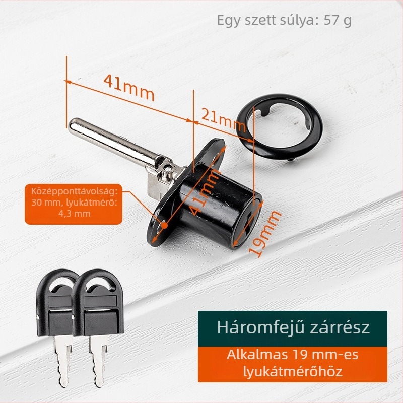 Top Valley fiókzár hárompontos lezárással, cinkötvözetből, modell Triple drawer lock, stílus Light Luxury