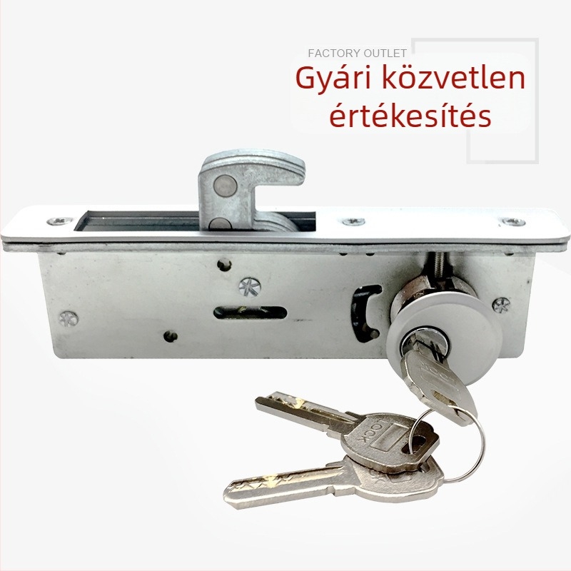 Kampózár üvegkeretes csúszóajtókhoz, ötvözetből, rejtett hengerzárral, fa- és üvegajtókhoz