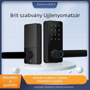 Bluetooth okos zár alumínium ötvözetéből fa ajtókhoz – Modell 2304, beltéri használat, Deshuk Shield