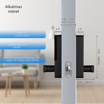 Bluetooth okos zár alumínium ötvözetéből fa ajtókhoz – Modell 2304, beltéri használat, Deshuk Shield