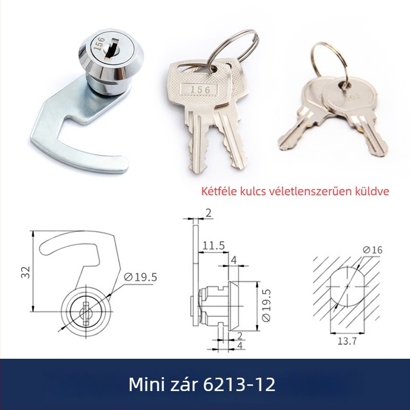 Pénztárfiók zárócilinder, BLJ 66213CP-9, cinkötvözet, háztartási és irodai használatra, modern minimalista stílus.