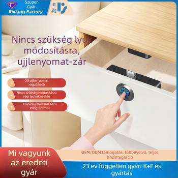 Ujjlenyomat-olvasós fiókzár, fogantyú nélküli, irodai automata zár, anti-lopás iratszekrényhez, csendes működés