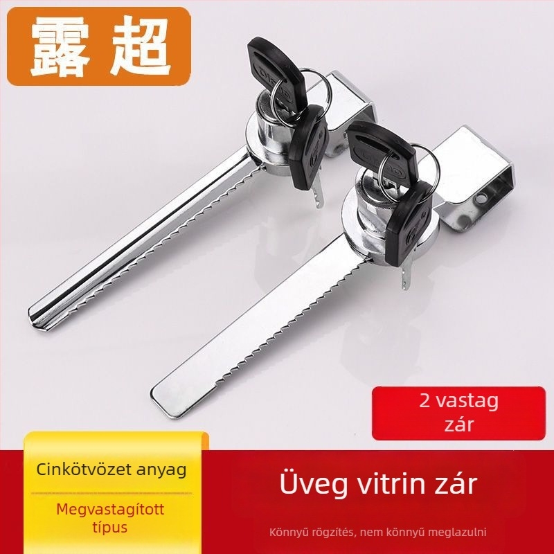 Rozsdamentes acélból készült üveg szekrény- és ajtózár, fúrás nélküli vitrínához zár, csúszó üvegzár