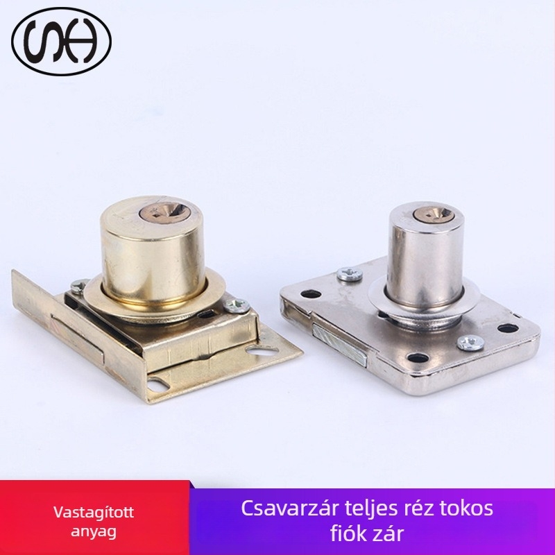 Fiókzár szekrényekhez — rozsdamentes acél rézmaggal, modell Drawer lock, alkalmazás: gardrób ajtók, stílus: modern, márka Fir ring