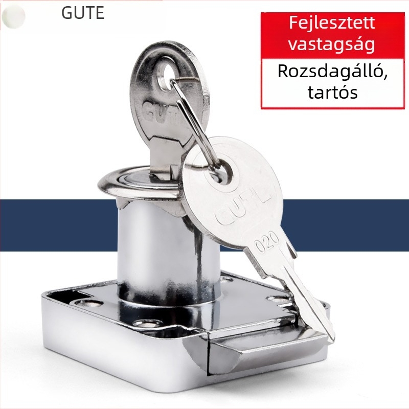 Gut fiókzár – cink ötvözet, modell A138, tömörfa fiókokhoz, modern minimalist stílus