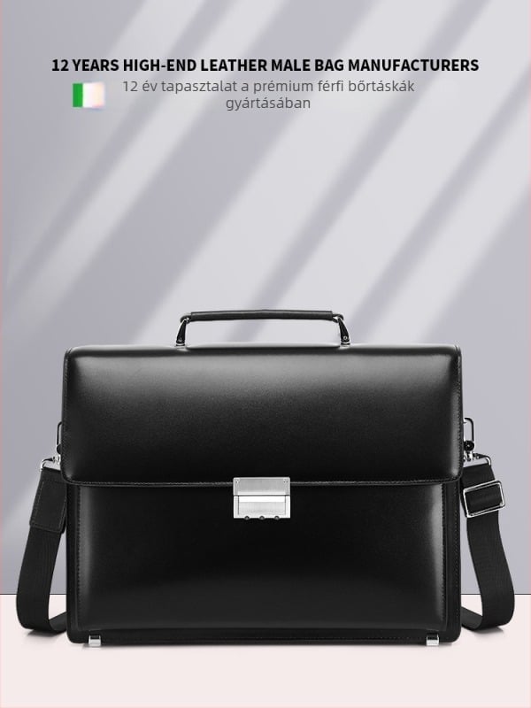Férfi üzleti táska felsőréteg marhabőrből, városi minimalist stílus, összecsukható kialakítás, poliészter bélés, cafen kelvri márka
