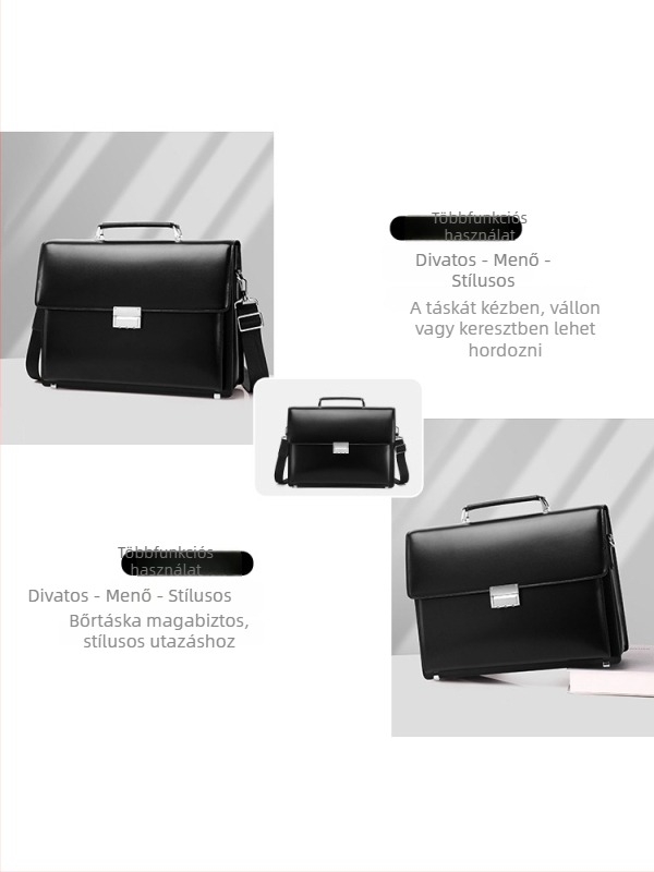 Férfi üzleti táska felsőréteg marhabőrből, városi minimalist stílus, összecsukható kialakítás, poliészter bélés, cafen kelvri márka