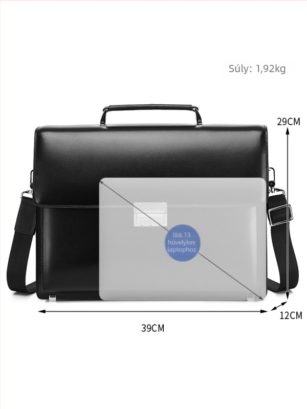 Férfi üzleti táska felsőréteg marhabőrből, városi minimalist stílus, összecsukható kialakítás, poliészter bélés, cafen kelvri márka