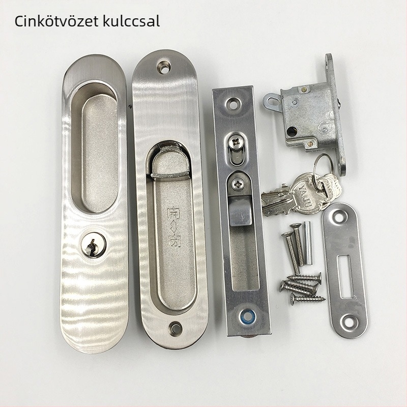 Rejtett kampózár tolóajtókhoz, modell 93, beépített kivitel, üvegajtókhoz