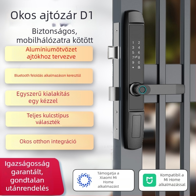 Bear Whale D1 ujjlenyomat- és jelszavas elektromos zár alumínium tolóajtókhoz