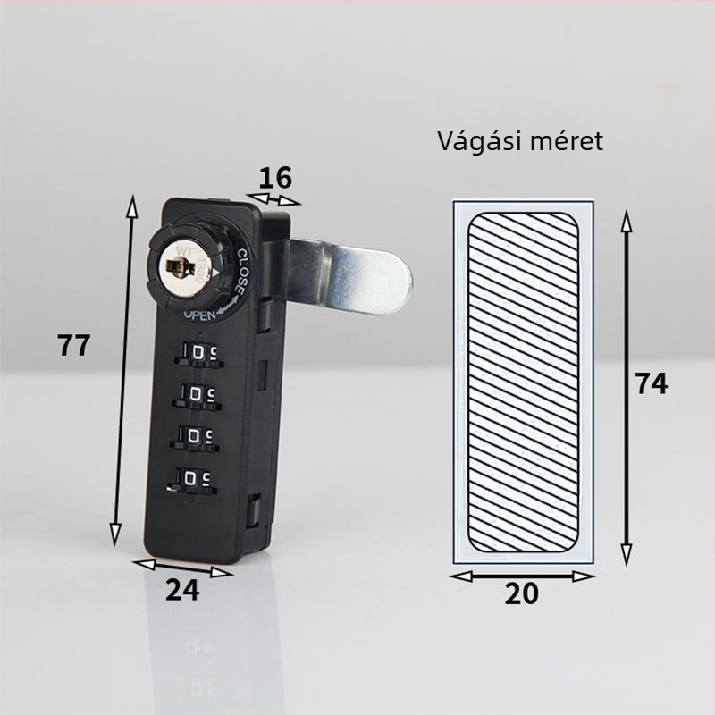 Irodába szánt mechanikus jelszavas szekrény – háromzáras fiókos szekrény, modell 9520, WT, műanyag, modern minimalista stílus