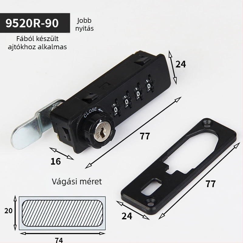 Irodába szánt mechanikus jelszavas szekrény – háromzáras fiókos szekrény, modell 9520, WT, műanyag, modern minimalista stílus