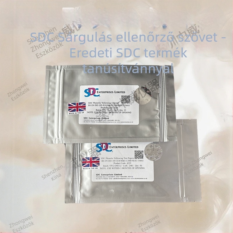 SDC sárgulási tesztpapír, fenolos sárgulás tesztpapír, sárgulás elleni tesztpapír, kontroll szövet-filmmel | Modell SDC