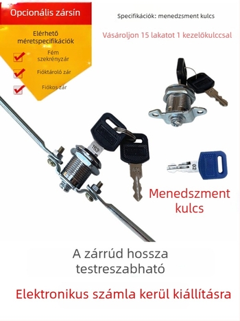 Fém irattároló szekrény zár, univerzális zár, kezelőkulcsos zár, modell L206
