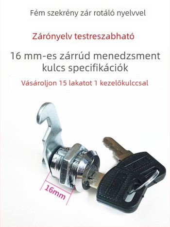 Fém irattároló szekrény zár, univerzális zár, kezelőkulcsos zár, modell L206