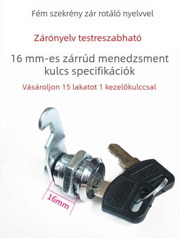 Fém irattároló szekrény zár, univerzális zár, kezelőkulcsos zár, modell L206